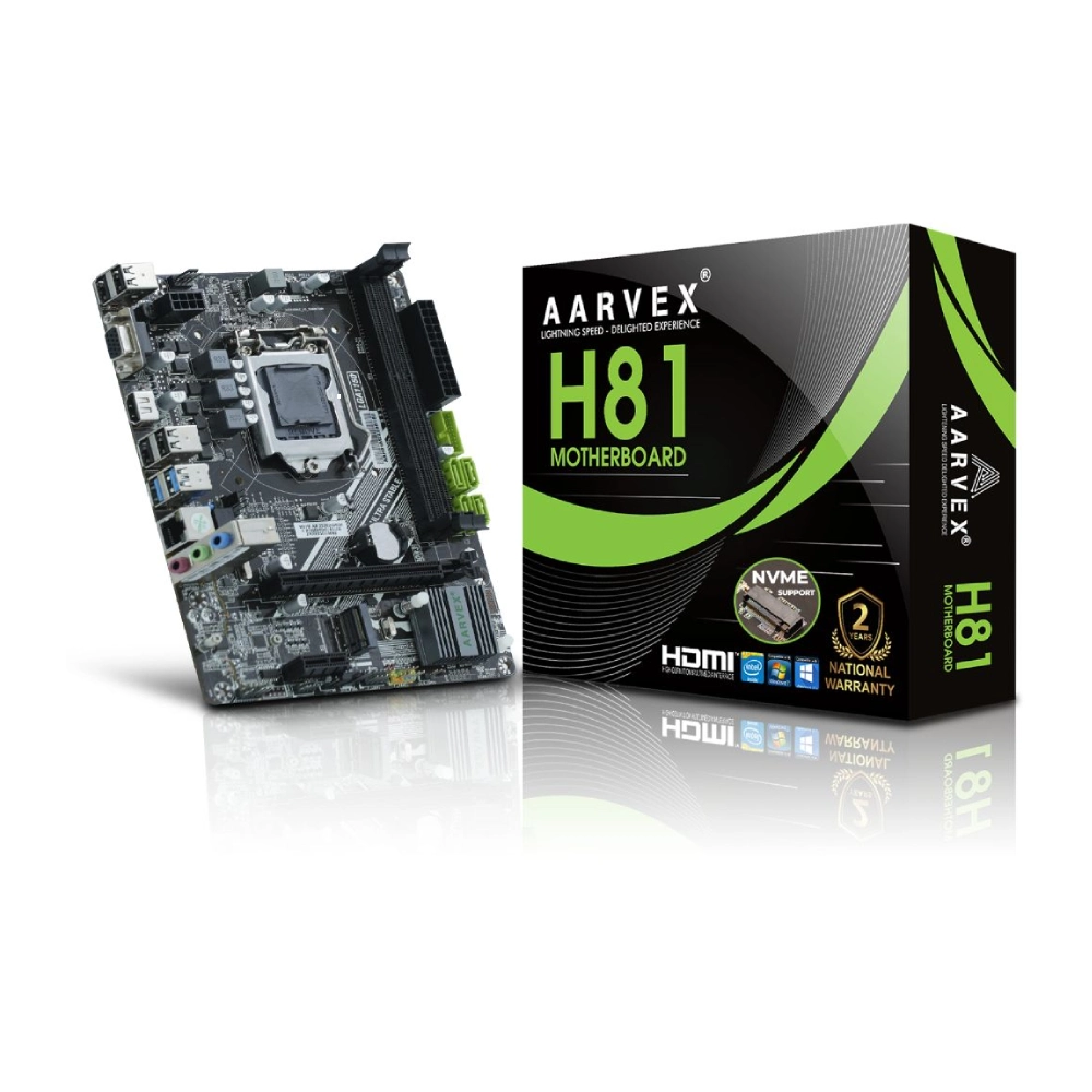Aarvex Motherboard H81 DDR3 For 4th Gen with NVMe Slot view 2